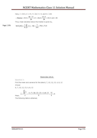 NCERT Mathematics Class 11 Solution Manual
SRIKANTH K S Page 576
Page | 576
 