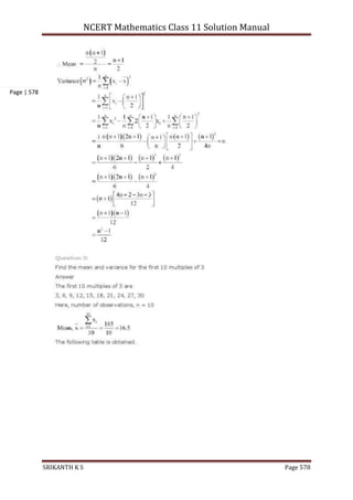 NCERT Mathematics Class 11 Solution Manual
SRIKANTH K S Page 578
Page | 578
 