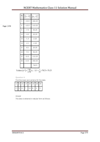 NCERT Mathematics Class 11 Solution Manual
SRIKANTH K S Page 579
Page | 579
 