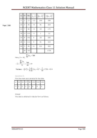 NCERT Mathematics Class 11 Solution Manual
SRIKANTH K S Page 580
Page | 580
 