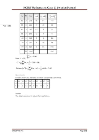NCERT Mathematics Class 11 Solution Manual
SRIKANTH K S Page 581
Page | 581
 