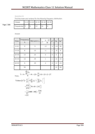 NCERT Mathematics Class 11 Solution Manual
SRIKANTH K S Page 584
Page | 584
 