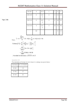 NCERT Mathematics Class 11 Solution Manual
SRIKANTH K S Page 586
Page | 586
 