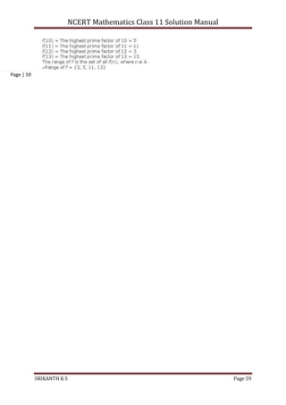 NCERT Mathematics Class 11 Solution Manual
SRIKANTH K S Page 59
Page | 59
 