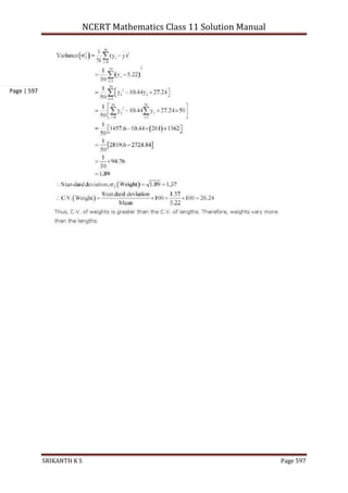 NCERT Mathematics Class 11 Solution Manual
SRIKANTH K S Page 597
Page | 597
 