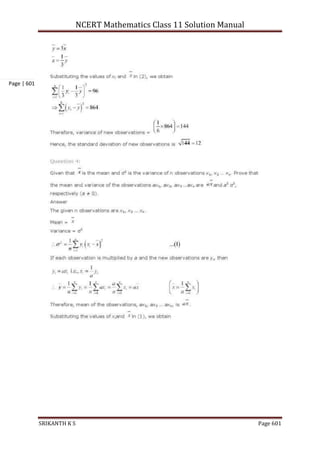 NCERT Mathematics Class 11 Solution Manual
SRIKANTH K S Page 601
Page | 601
 