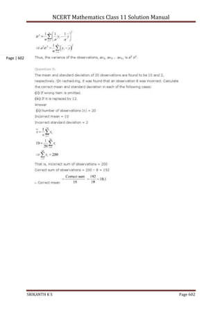 NCERT Mathematics Class 11 Solution Manual
SRIKANTH K S Page 602
Page | 602
 