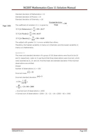 NCERT Mathematics Class 11 Solution Manual
SRIKANTH K S Page 605
Page | 605
 