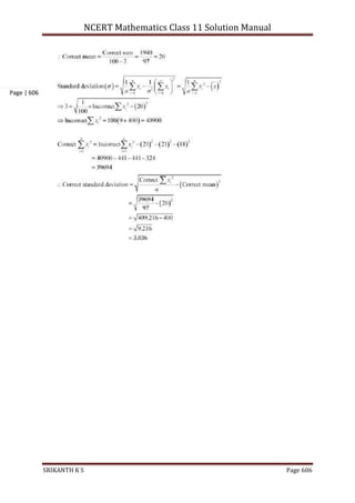 NCERT Mathematics Class 11 Solution Manual
SRIKANTH K S Page 606
Page | 606
 