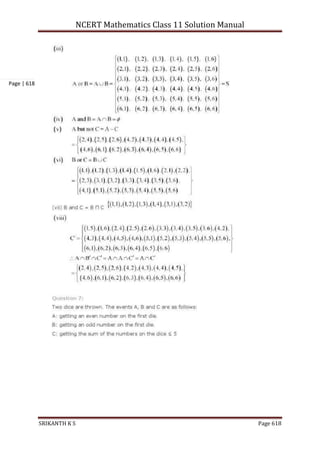 NCERT Mathematics Class 11 Solution Manual
SRIKANTH K S Page 618
Page | 618
 