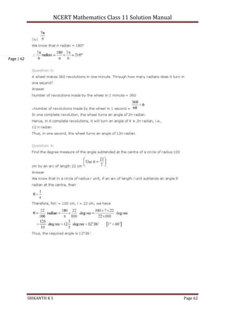NCERT Mathematics Class 11 Solution Manual
SRIKANTH K S Page 62
Page | 62
 
