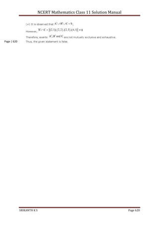 NCERT Mathematics Class 11 Solution Manual
SRIKANTH K S Page 620
Page | 620
 