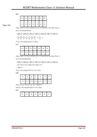 NCERT Mathematics Class 11 Solution Manual
SRIKANTH K S Page 622
Page | 622
 