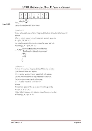 NCERT Mathematics Class 11 Solution Manual
SRIKANTH K S Page 623
Page | 623
 