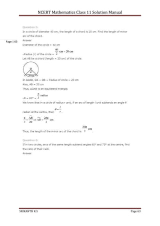 NCERT Mathematics Class 11 Solution Manual
SRIKANTH K S Page 63
Page | 63
 