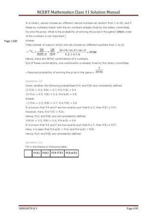 NCERT Mathematics Class 11 Solution Manual
SRIKANTH K S Page 630
Page | 630
 