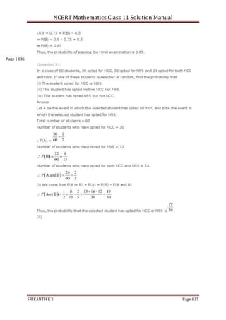 NCERT Mathematics Class 11 Solution Manual
SRIKANTH K S Page 635
Page | 635
 