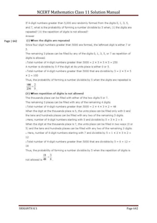 NCERT Mathematics Class 11 Solution Manual
SRIKANTH K S Page 642
Page | 642
 