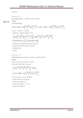 NCERT Mathematics Class 11 Solution Manual
SRIKANTH K S Page 80
Page | 80
 