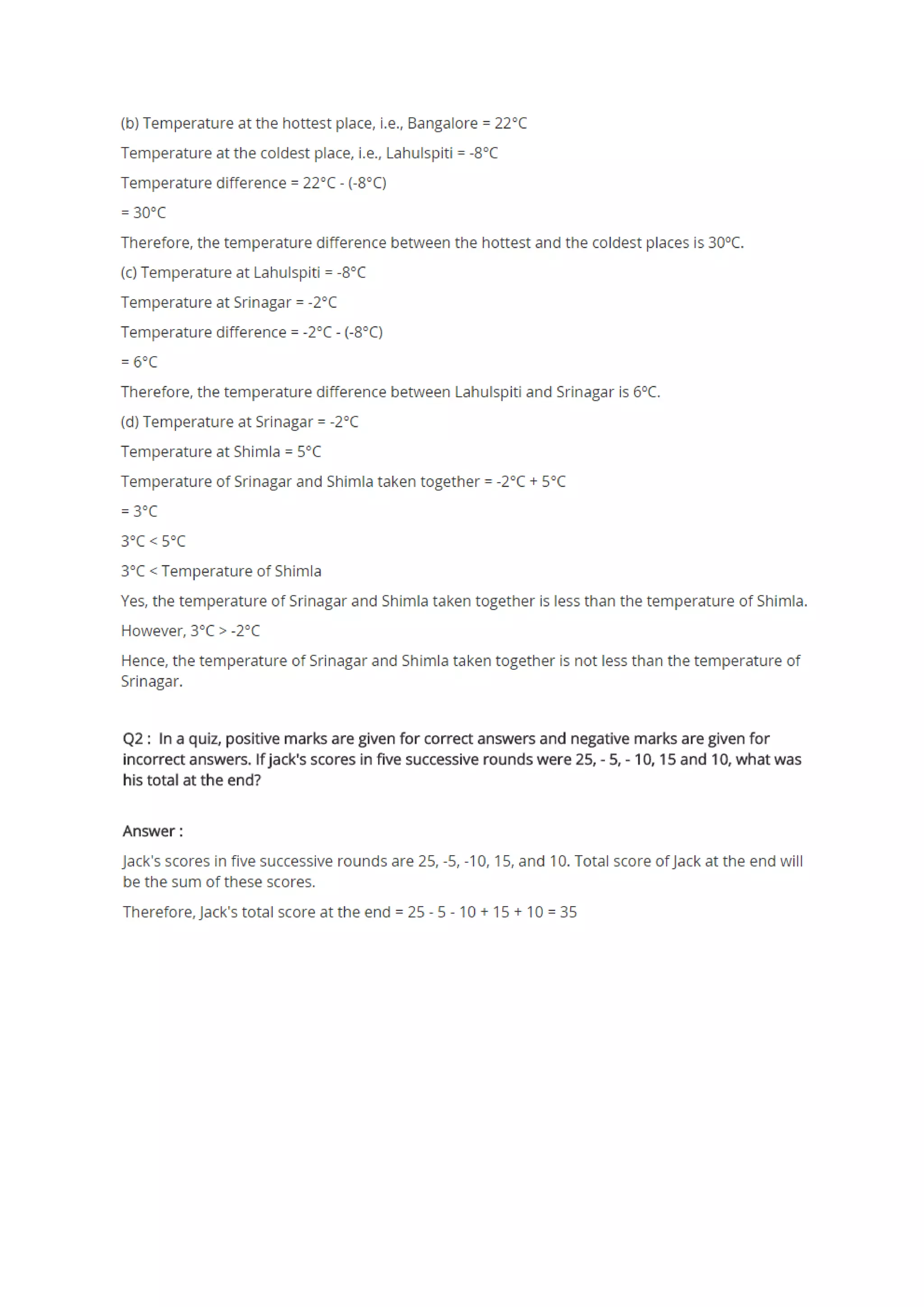 Ncert solutions for class 7 maths chapter 1 integers exercise 1