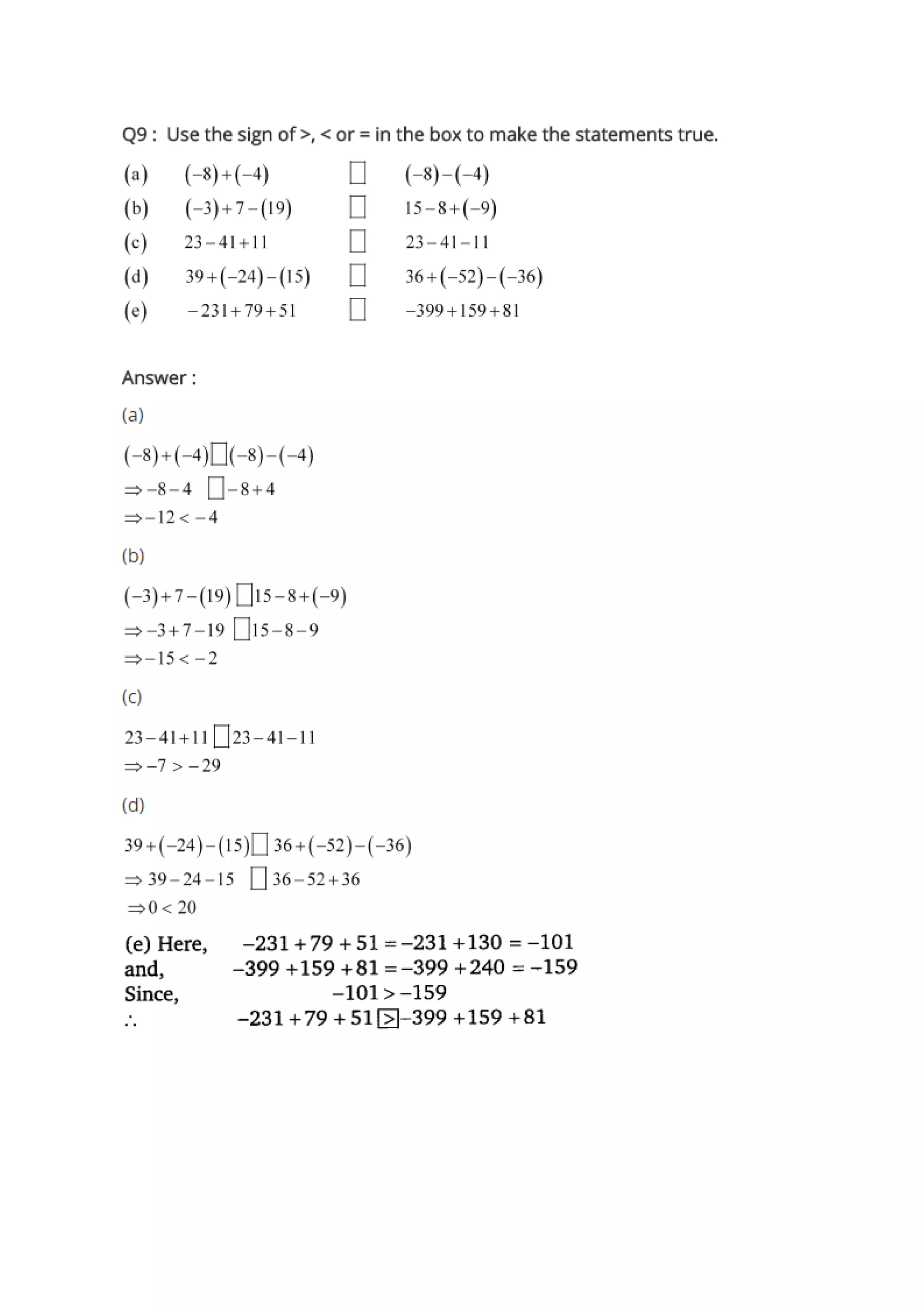 Ncert solutions for class 7 maths chapter 1 integers exercise 1