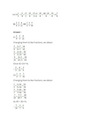 Class 7 maths chapter 2 fractions and decimals exercise 2.1 | PDF