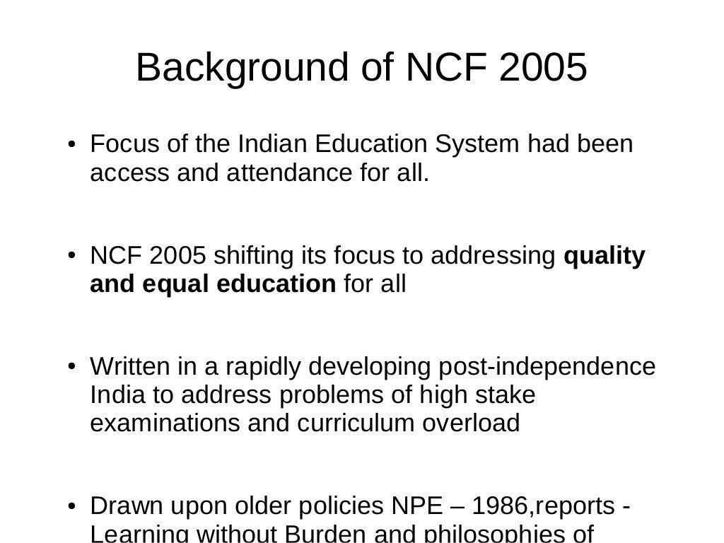 seminar presentation on position papers ncf 2005