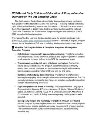 How DOT Learning Circle Supports NCF Based Early Childhood Education | PDF
