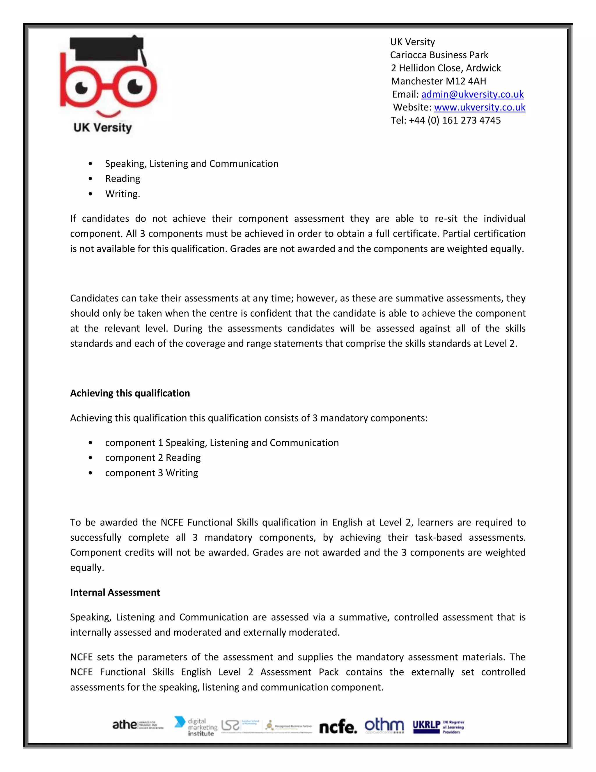 NCFE Functional Skills Qualification English at Level 2 | PDF