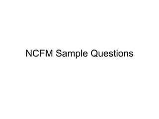 NCFM Sample Questions 