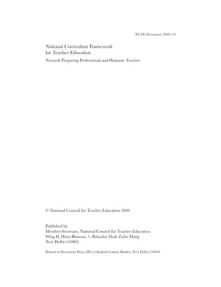 National Curriculum Framework for Teacher Education,2010 | PDF