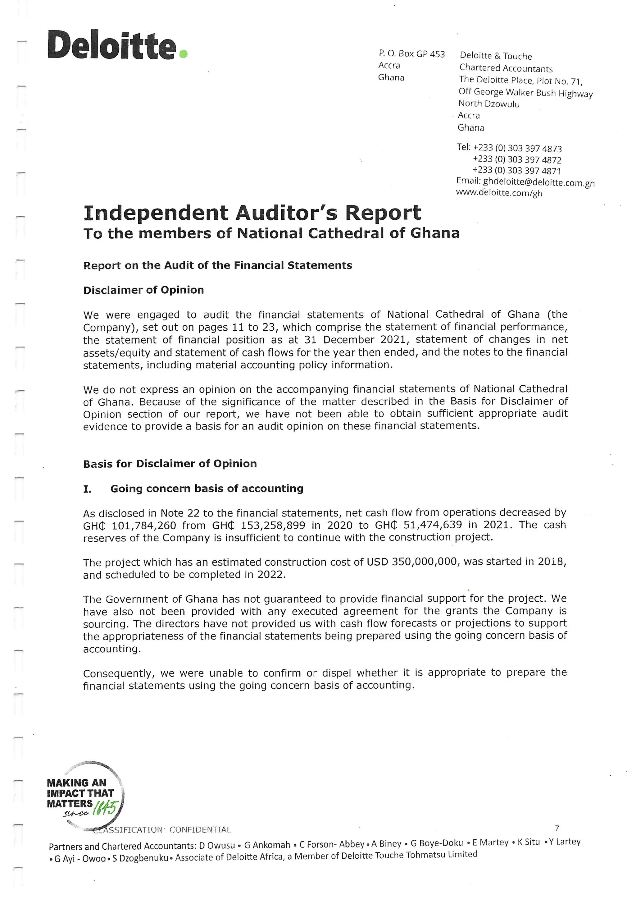 National Cathedral Ghana Audit Report by Deloitte