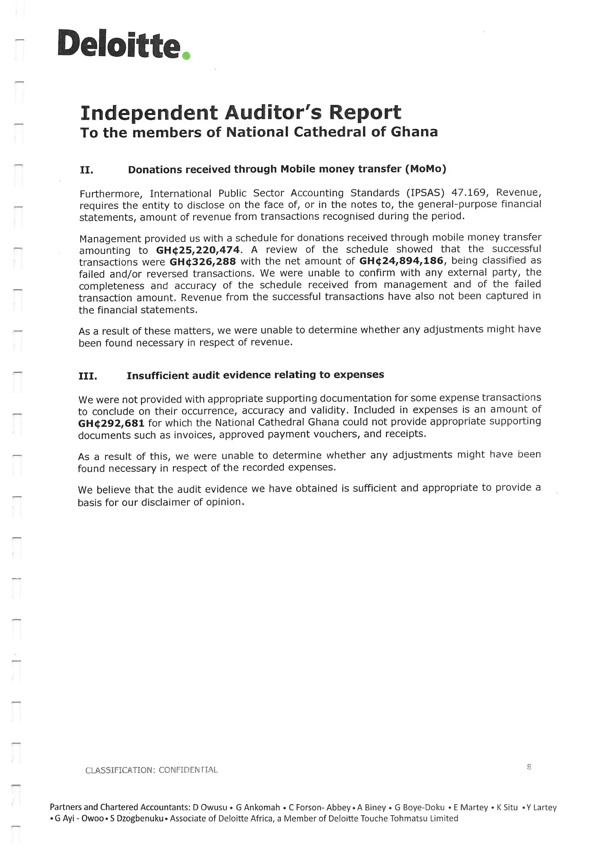 National Cathedral Ghana Audit Report by Deloitte