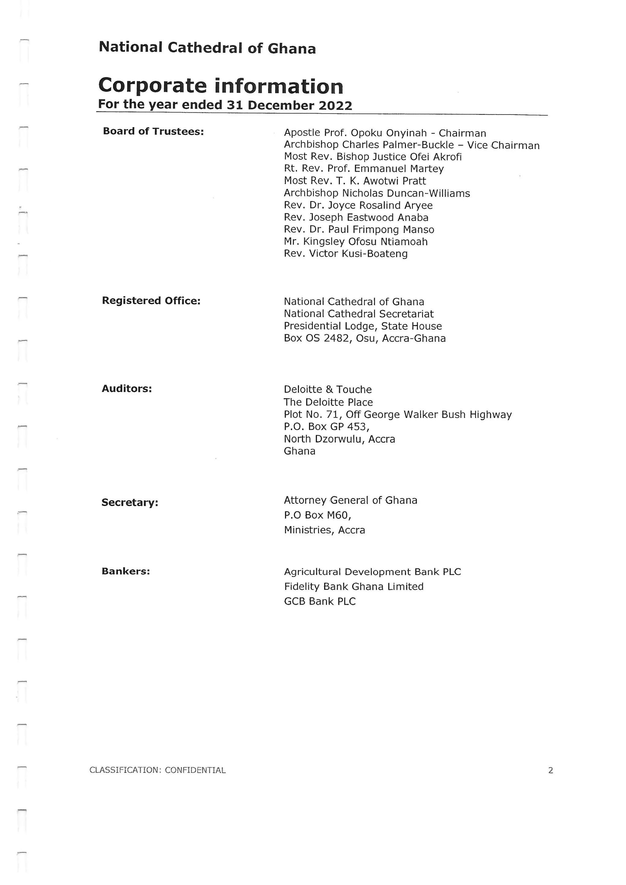 National Cathedral Ghana Audit Report by Deloitte