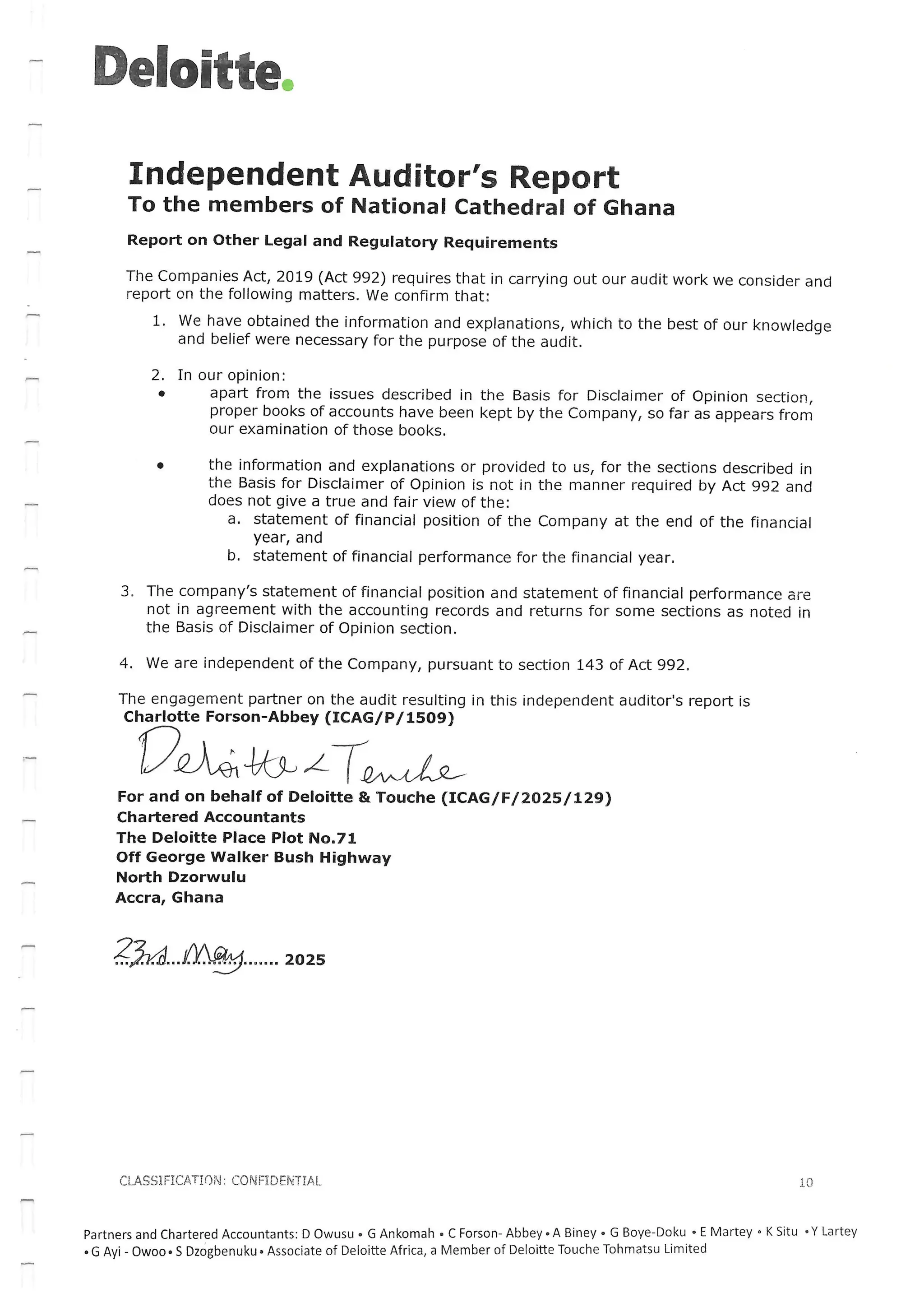 National Cathedral Ghana Audit Report by Deloitte