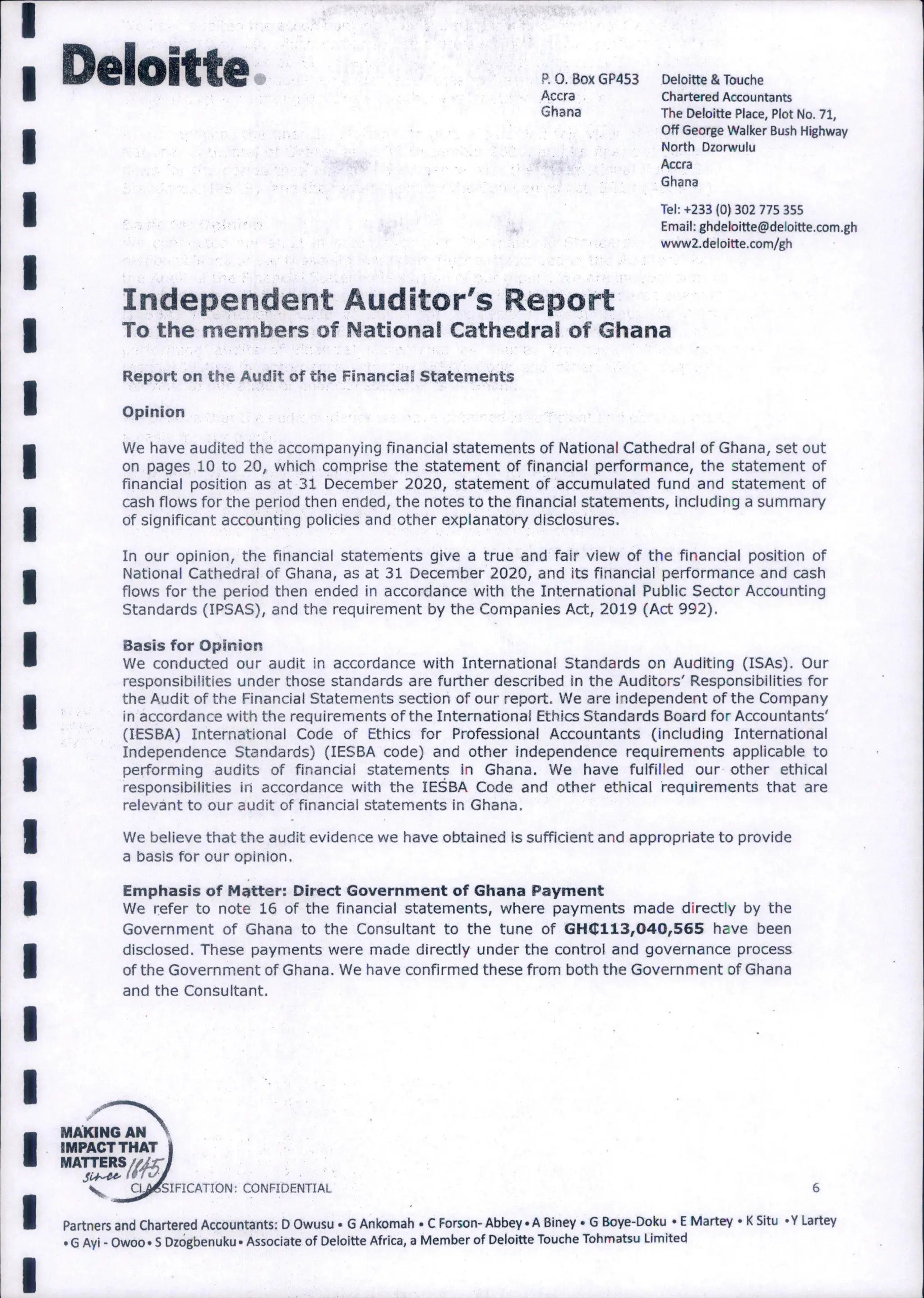 National Cathedral Ghana Audit Report by Deloitte