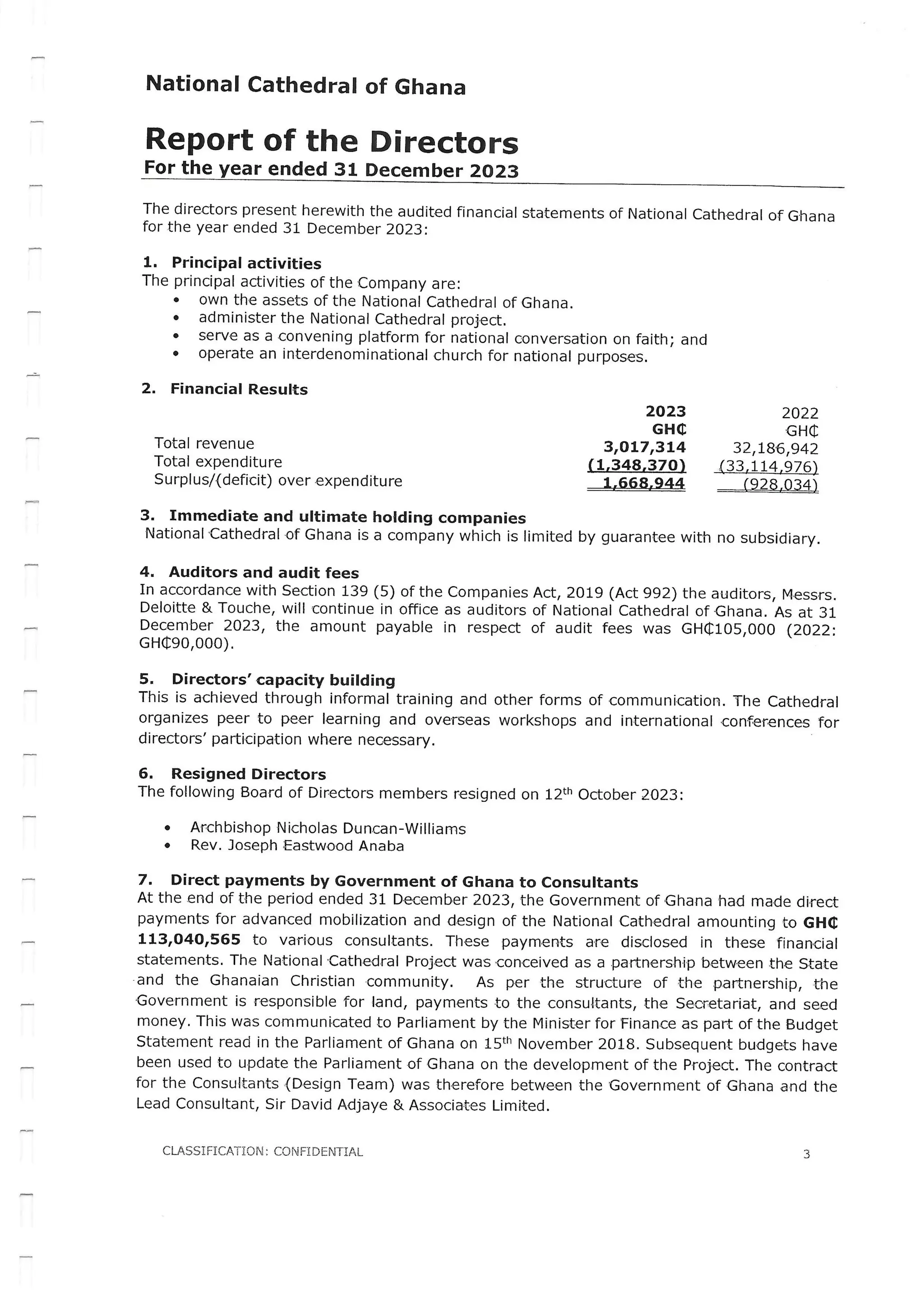 National Cathedral Ghana Audit Report by Deloitte