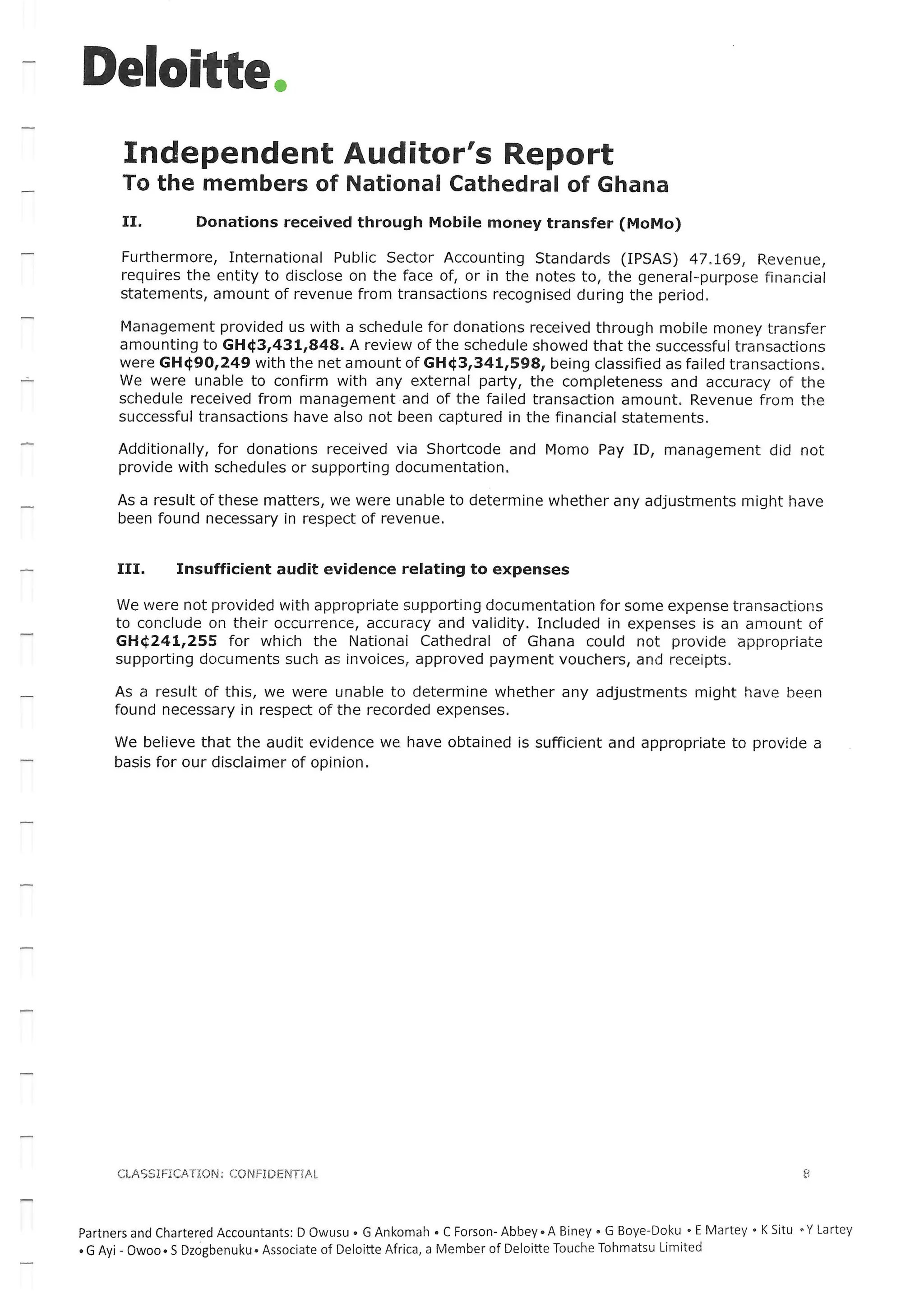 National Cathedral Ghana Audit Report by Deloitte