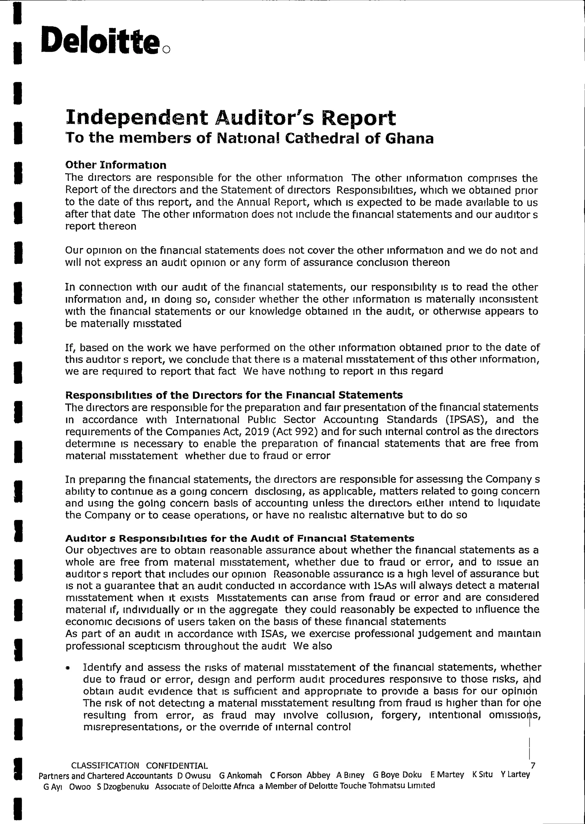 National Cathedral Ghana Audit Report by Deloitte