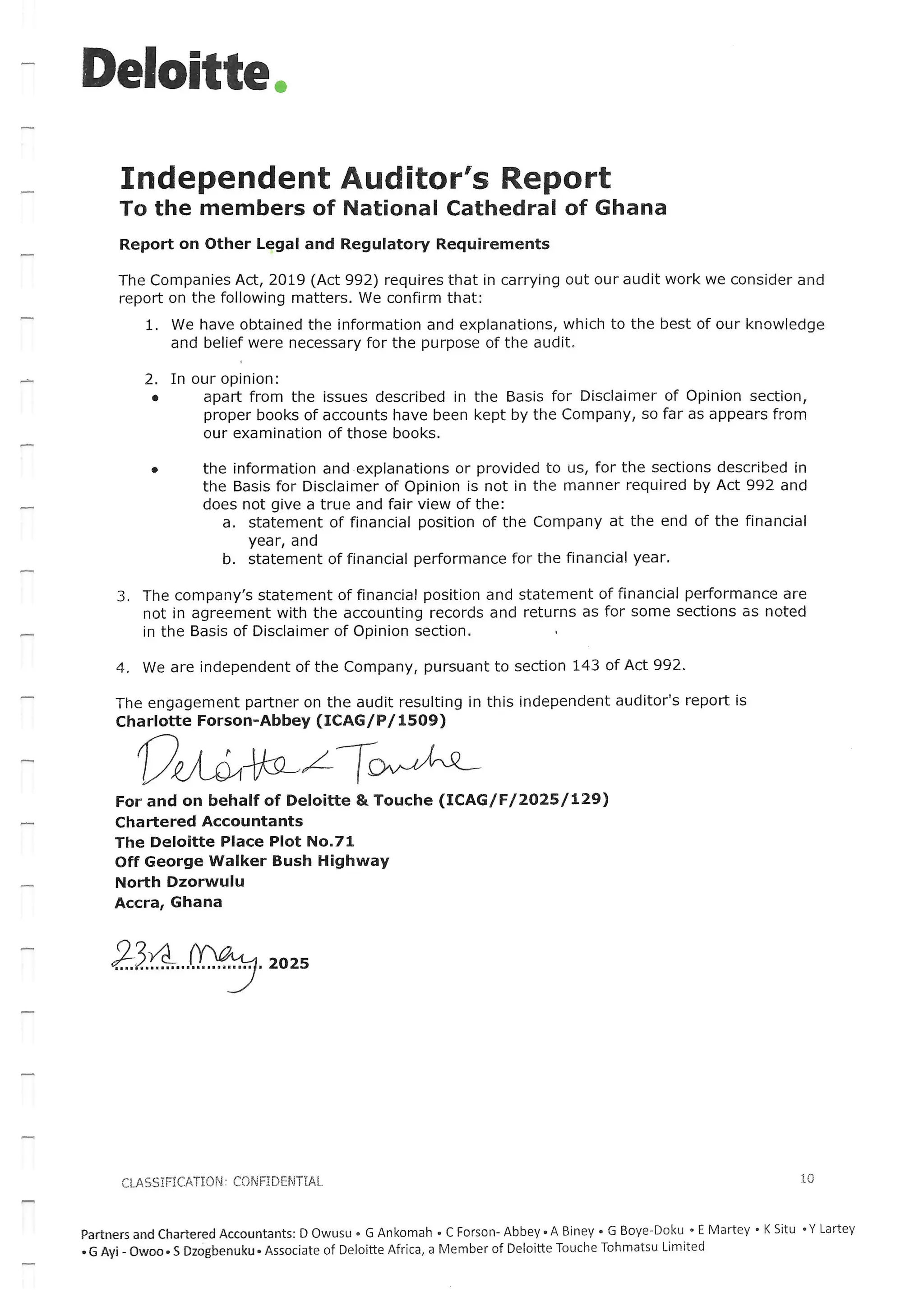 National Cathedral Ghana Audit Report by Deloitte