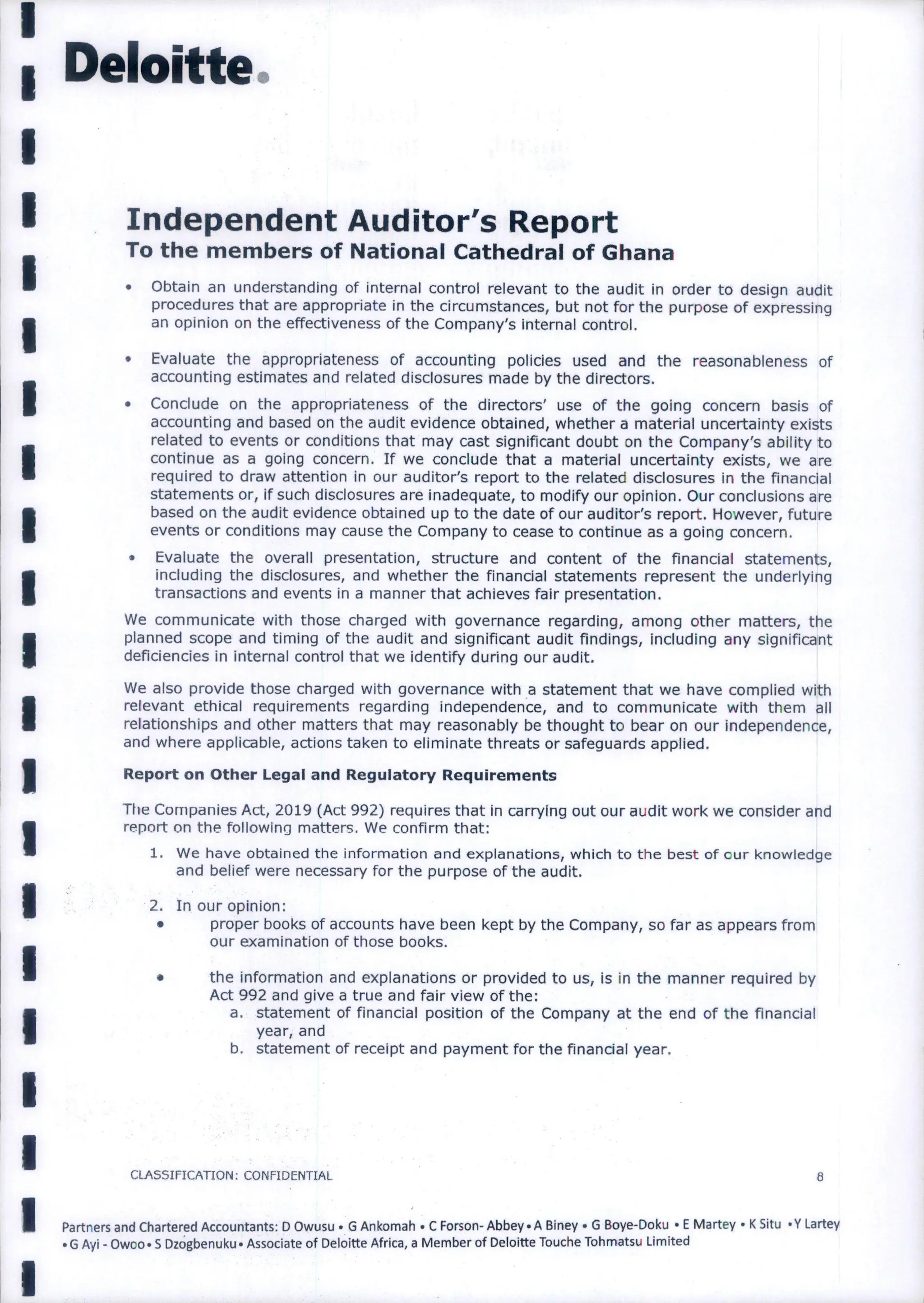 National Cathedral Ghana Audit Report by Deloitte