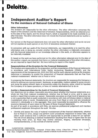 National Cathedral Ghana Audit Report by Deloitte