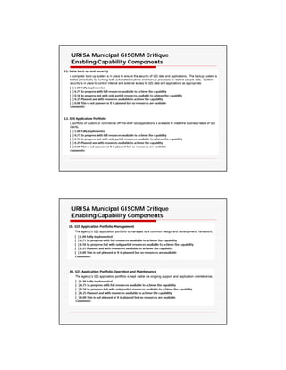 URISA Municipal GISCMM Critique
Enabling Capability Components




URISA Municipal GISCMM Critique
Enabling Capability Components
 