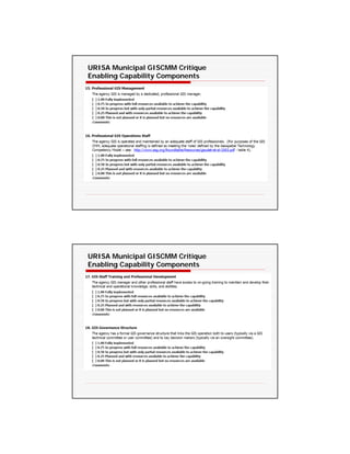 URISA Municipal GISCMM Critique
Enabling Capability Components




URISA Municipal GISCMM Critique
Enabling Capability Components
 