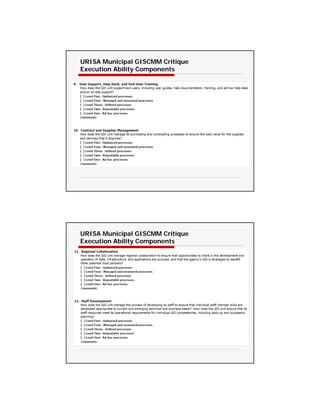 URISA Municipal GISCMM Critique
Execution Ability Components




URISA Municipal GISCMM Critique
Execution Ability Components
 