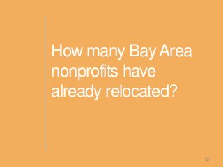 How many Bay Area
nonprofits have
already relocated?
22
 