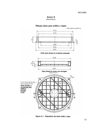 NCh2080
13
Anexo A
(Normativo)
Dibujos tipos para anillos y tapas
 