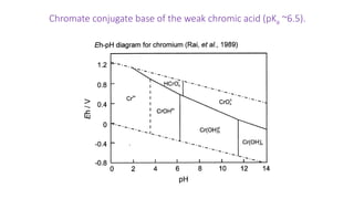 Chromate conjugate base of the weak chromic acid (pKa ~6.5).
 