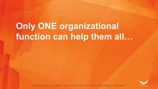 Only ONE organizational
function can help them all…
 
