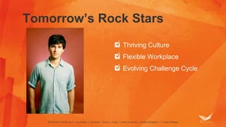 Tomorrow’s Rock Stars
Thriving Culture
Flexible Workplace
Evolving Challenge Cycle
 